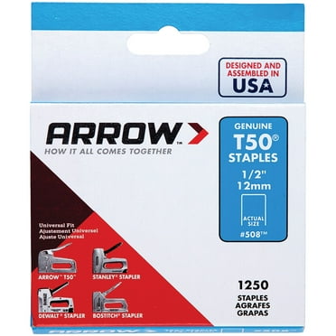 Arrow 508 Heavy Duty T50 1/2" Leg Length, 3/8" Crown, Staples, Heavy Duty, for General Repairs, DIY, Home Improvement, New