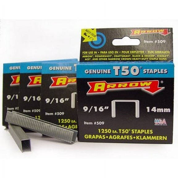 Arrow 50924-5000 T50 9/16-Inch Staples, 5000-Pack