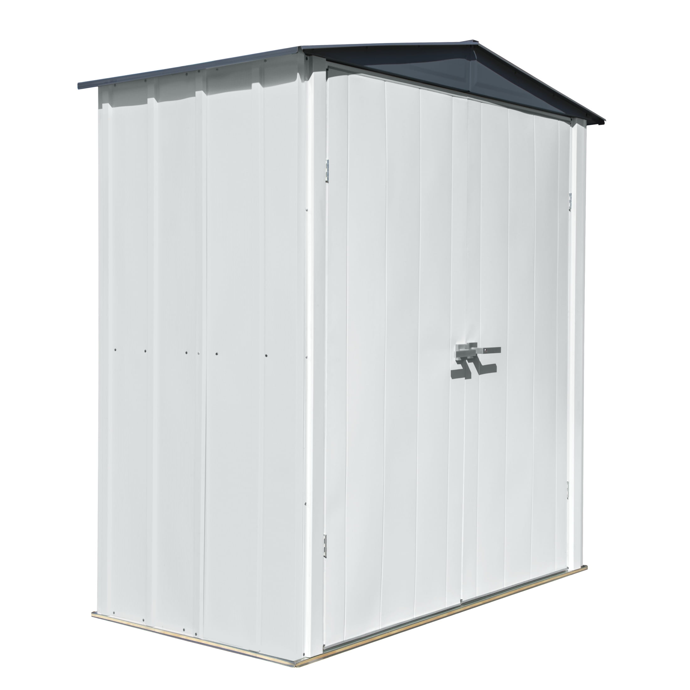 Flute Gray and Anthracite Steel Patio Shed with Swing Doors