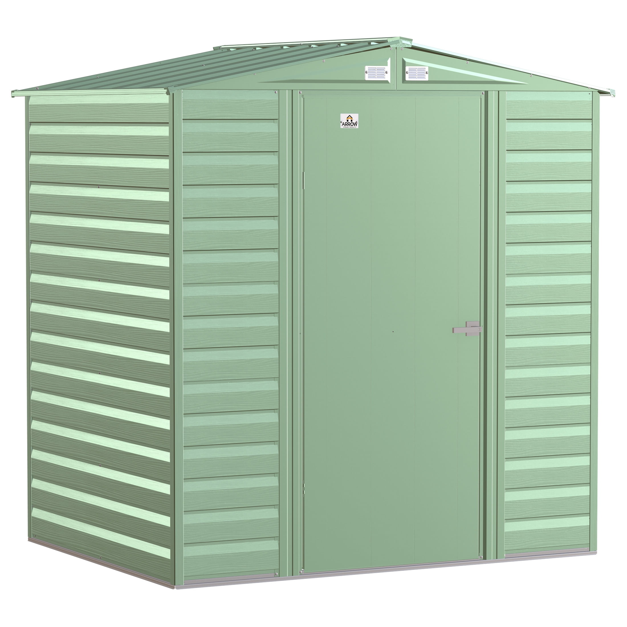 Sage Green Galvanized Steel Peak Roof Storage Shed