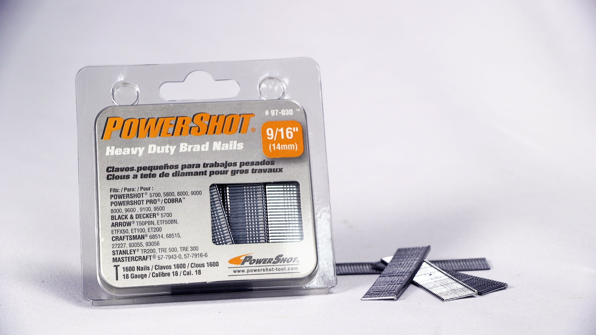 Arrow 97-030CS Powershot Heavy Duty  Steel 9/16" Brad Nails - 1600 Pack