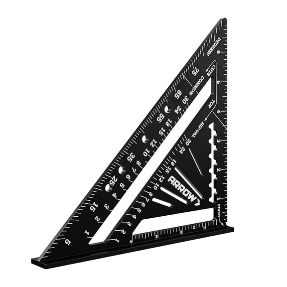 Arrow Aluminum Alloy Rafter Square, 7-Inch Carpenter Square Layout Tool, Woodworking Triangle Ruler for Carpentry and Craftsmen