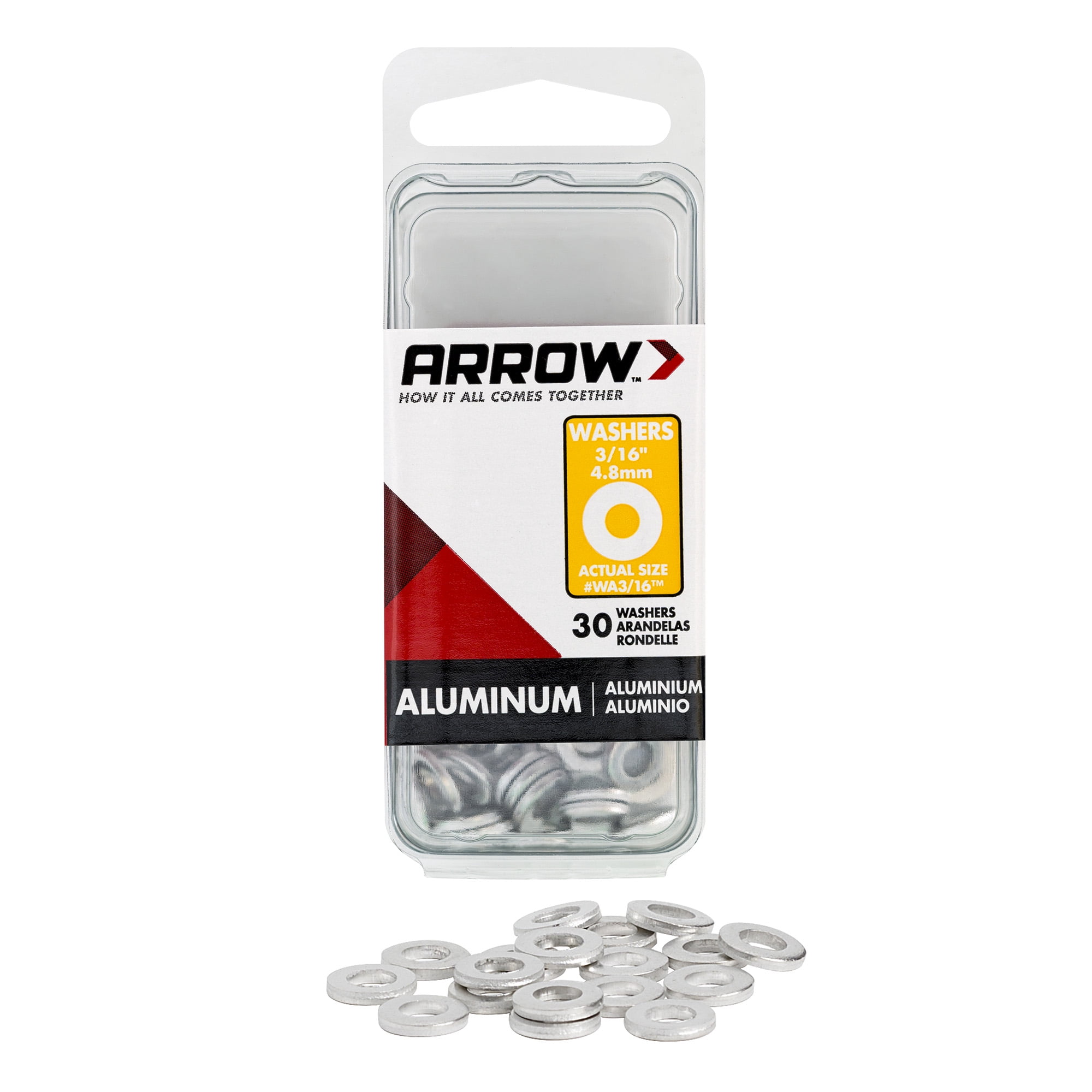 Arrow Aluminum Fender Washers, 30 Pack, WA3/16