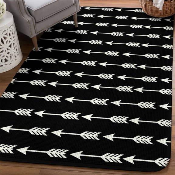 Arrow Area Rugs for Living Room 5x6, Abstract Rustic Western Tribal Geometric Arrow Black Washable Area Rug Non Slip, Stain Resist Linen Carpet for Bedroom, Dining Room, Entryway, Entrance