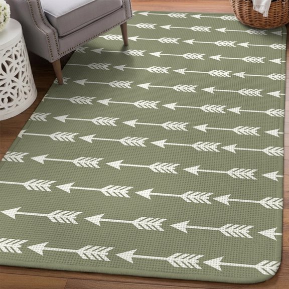Arrow Area Rugs for Living Room 5x6, Abstract Rustic Western Tribal Geometric Arrow Sage Green Washable Area Rug Non Slip, Stain Resist Linen Carpet for Bedroom, Dining Room, Entryway, Entrance