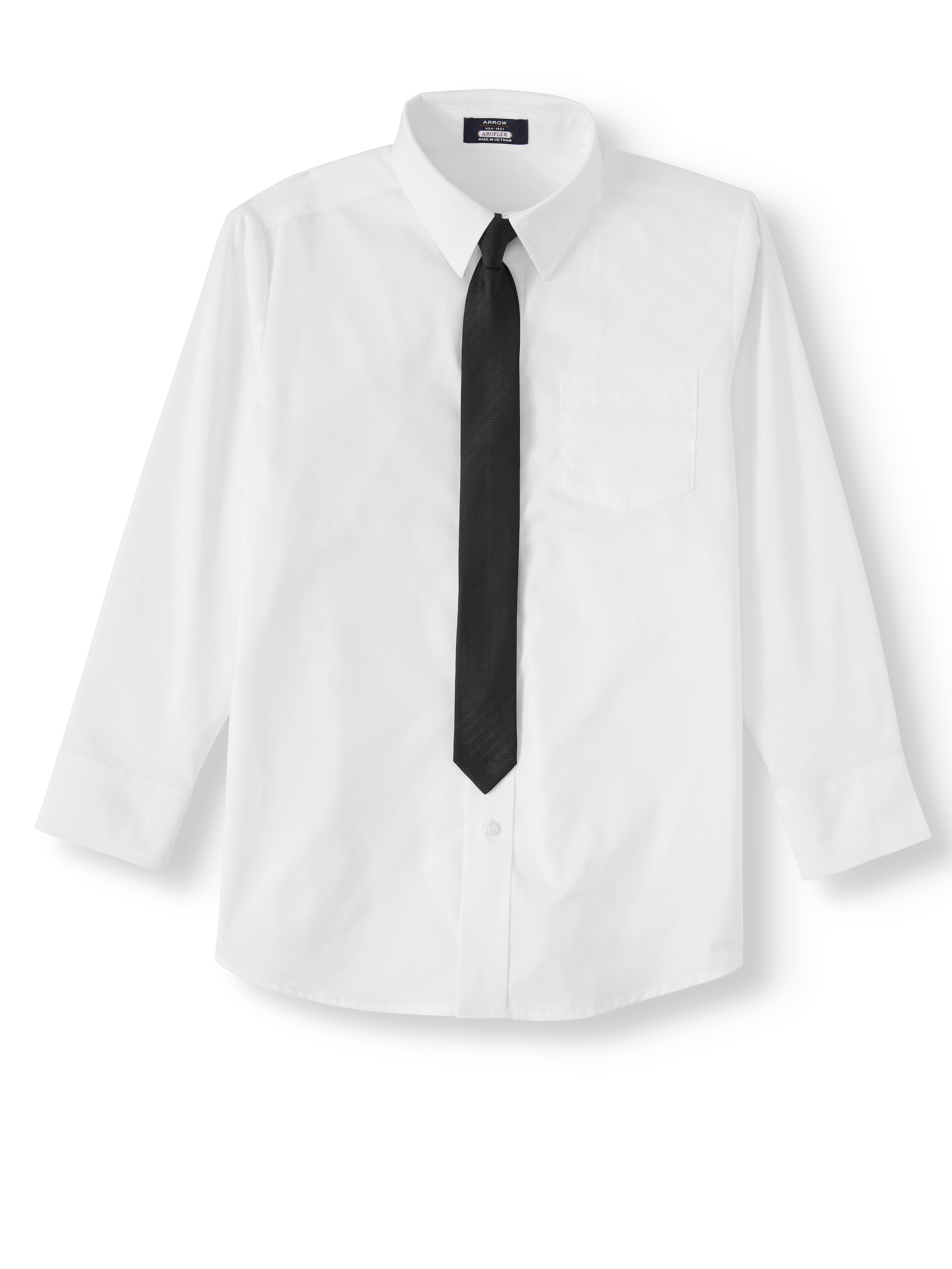 Arrow Aroflex Stretch Poplin Fashion Dress Shirt and Tie, 2 Piece Set, Sizes 4-18 - image 1 of 3