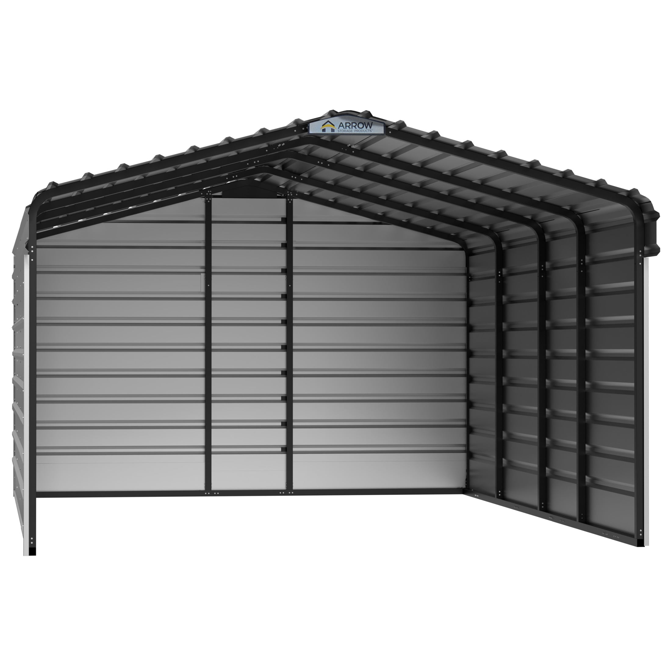 Arrow 12 x 20 x 7 ft Eggshell Steel Carport With 3 Wall Kit