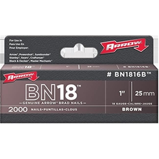 Arrow Fastener BN1810CS Brown Brad Nails – 5/8 Inch, 18 Gauge, 1000-Pack For Trim, Upholstery, Crafts & Picture Frames