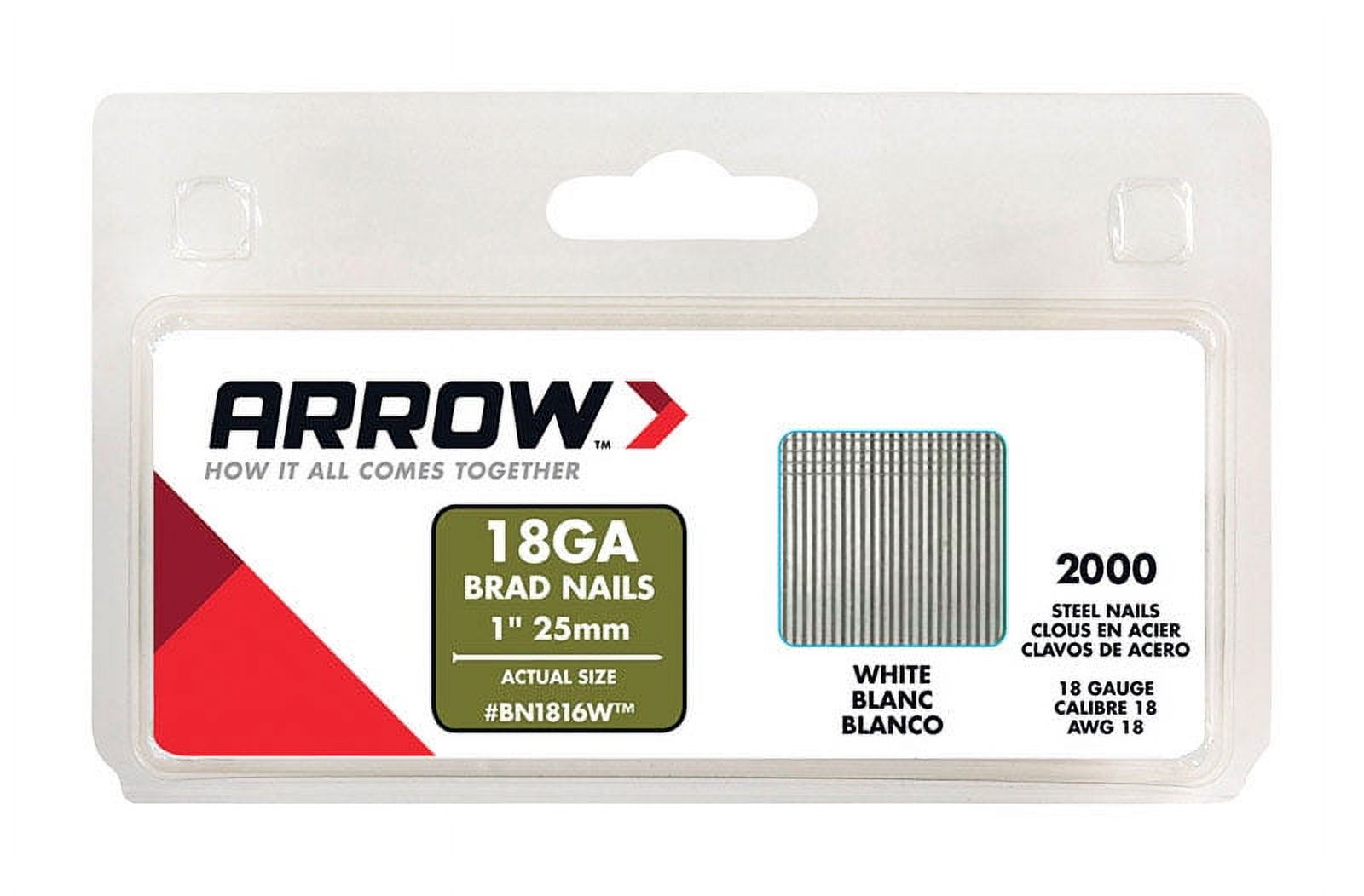 Arrow BN1816WCS 1-Inch White Nail Brad, 2000 Count - image 1 of 2