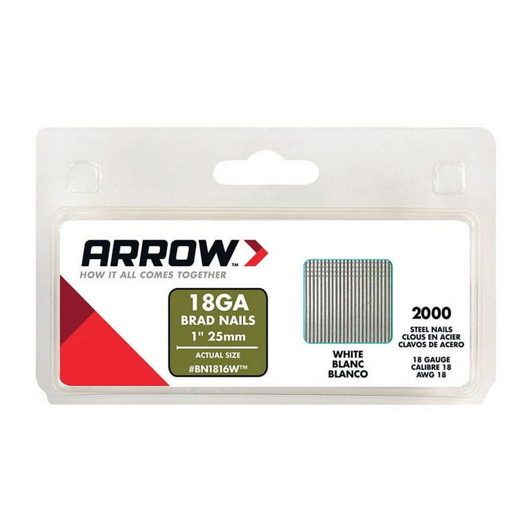 Arrow BN1816WCS 1-Inch White Nail Brad, 2000 Count Arrow BN1816WCS 1-Inch White Nail Brad, 2000 Count