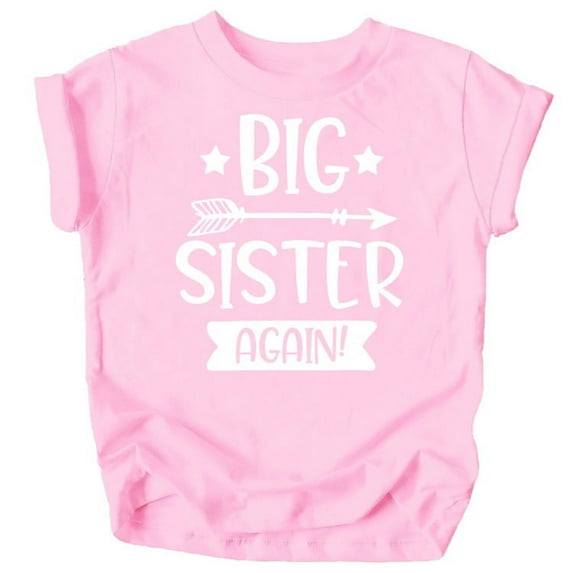 Arrow Big Sister Again Sibling Announcement Shirts for Baby and Toddler Girls Sibling Outfits Pink Shirt