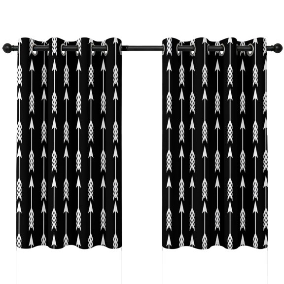 Arrow Blackout Curtains 45 Inches Long, Abstract Rustic Western Tribal Geometric Arrow Black Thermal Insulated Room Darkening Drapes with Grommets for Living Room 52"W x 45"L, 2 Panels