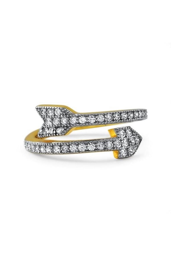 Arrow CZ Gold .925 Sterling Silver Ring Celeb Inspired