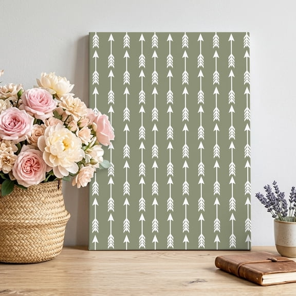 Arrow Canvas Wall Art for Living Room, Abstract Rustic Western Tribal Geometric Arrow Sage Green Poster Print Painting for Bedroom Office Home Decoration Wall Pictures Prepare To Hang 8"x12"