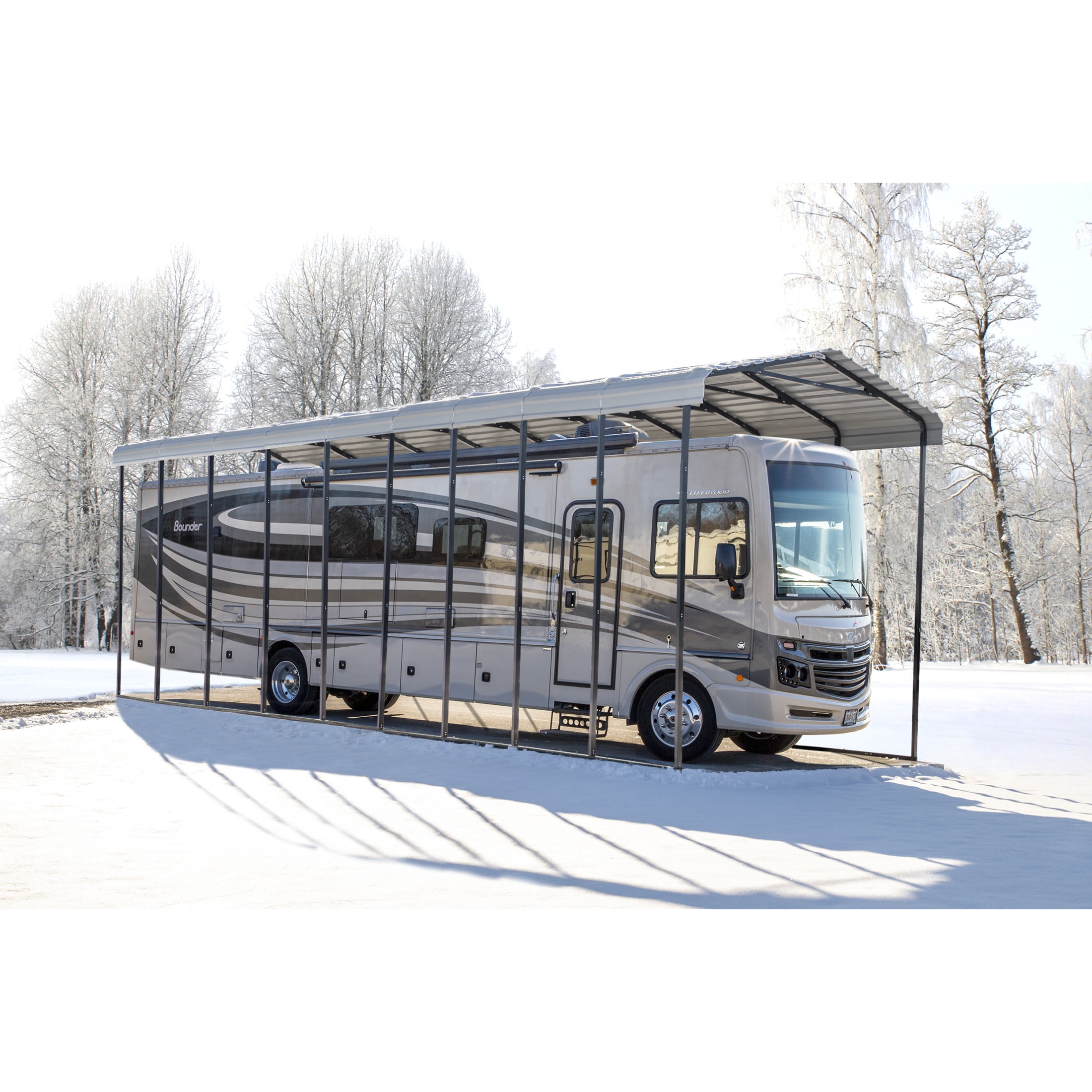 14 ft. x 42 ft. Black Galvanized Steel RV Carport