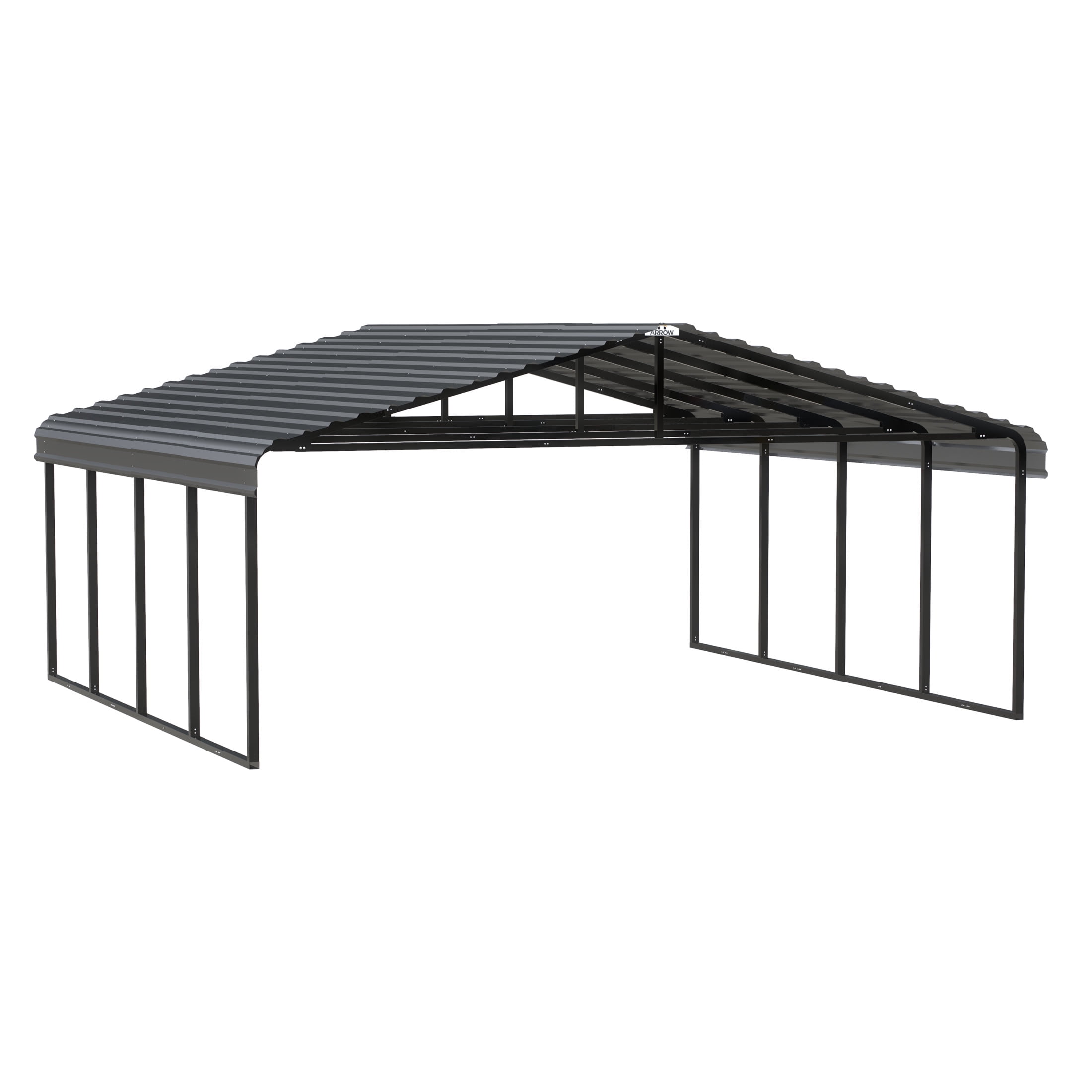Charcoal Galvanized Steel 20' x 20' Carport Shelter Kit