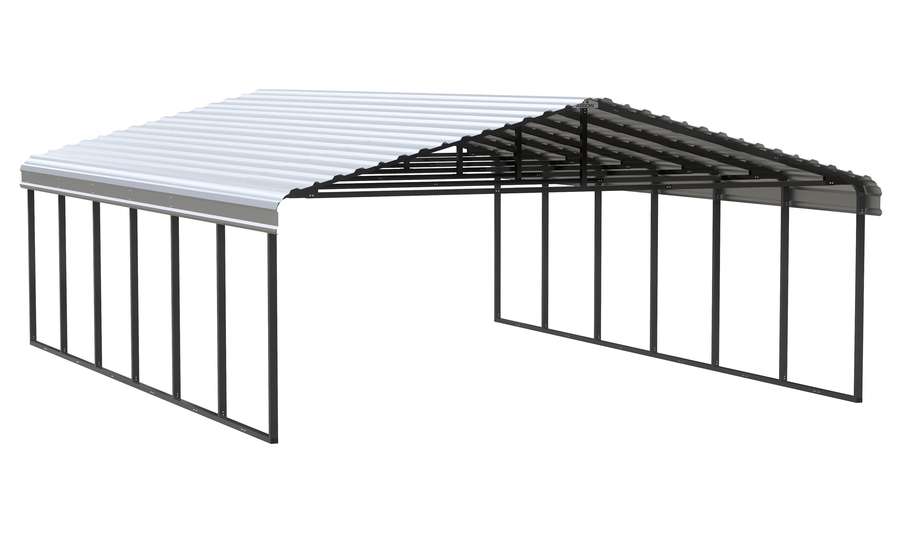 Eggshell Galvanized Steel Carport Kit with 2-Inch Frame