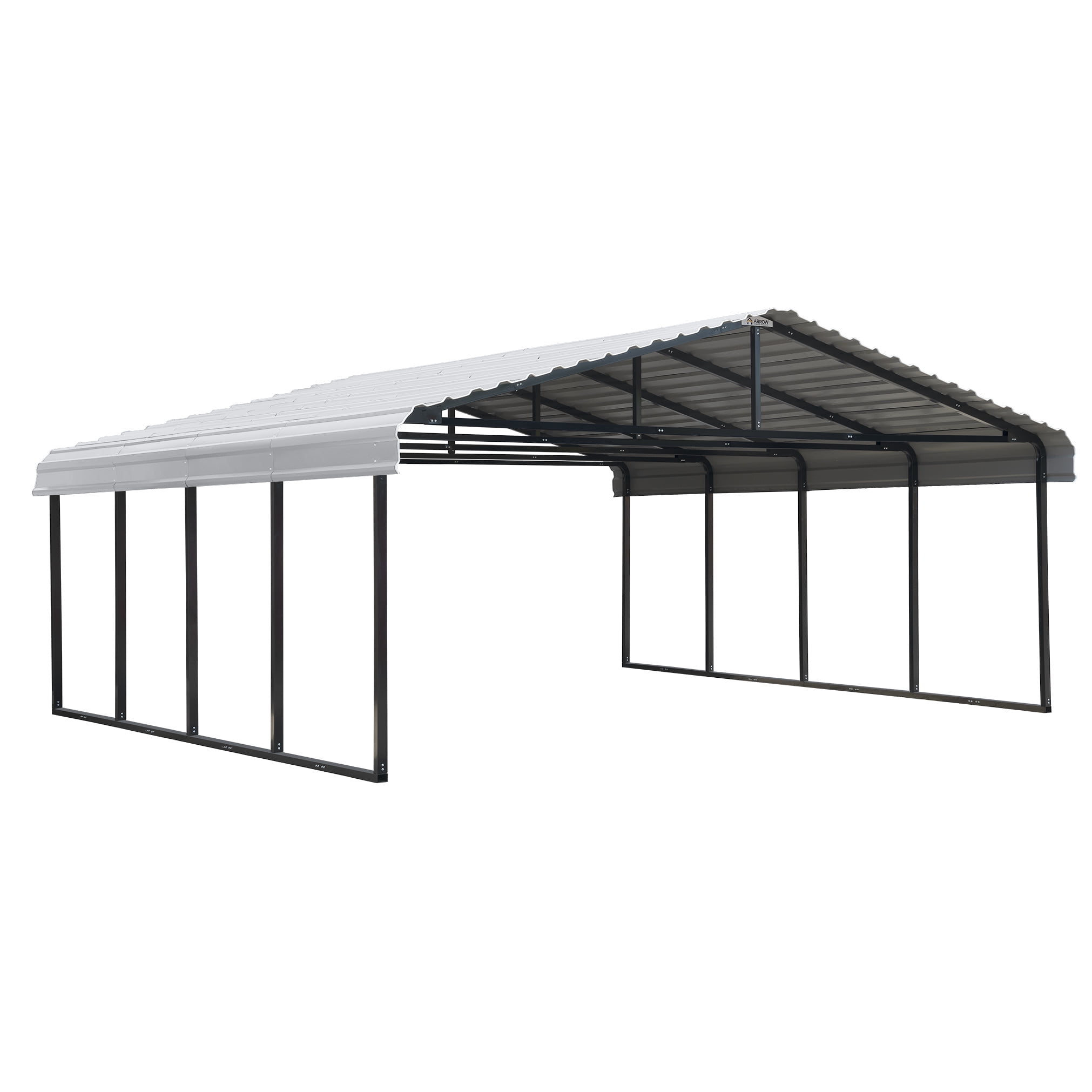 20' x 20' Eggshell Galvanized Steel Carport with Black Frame
