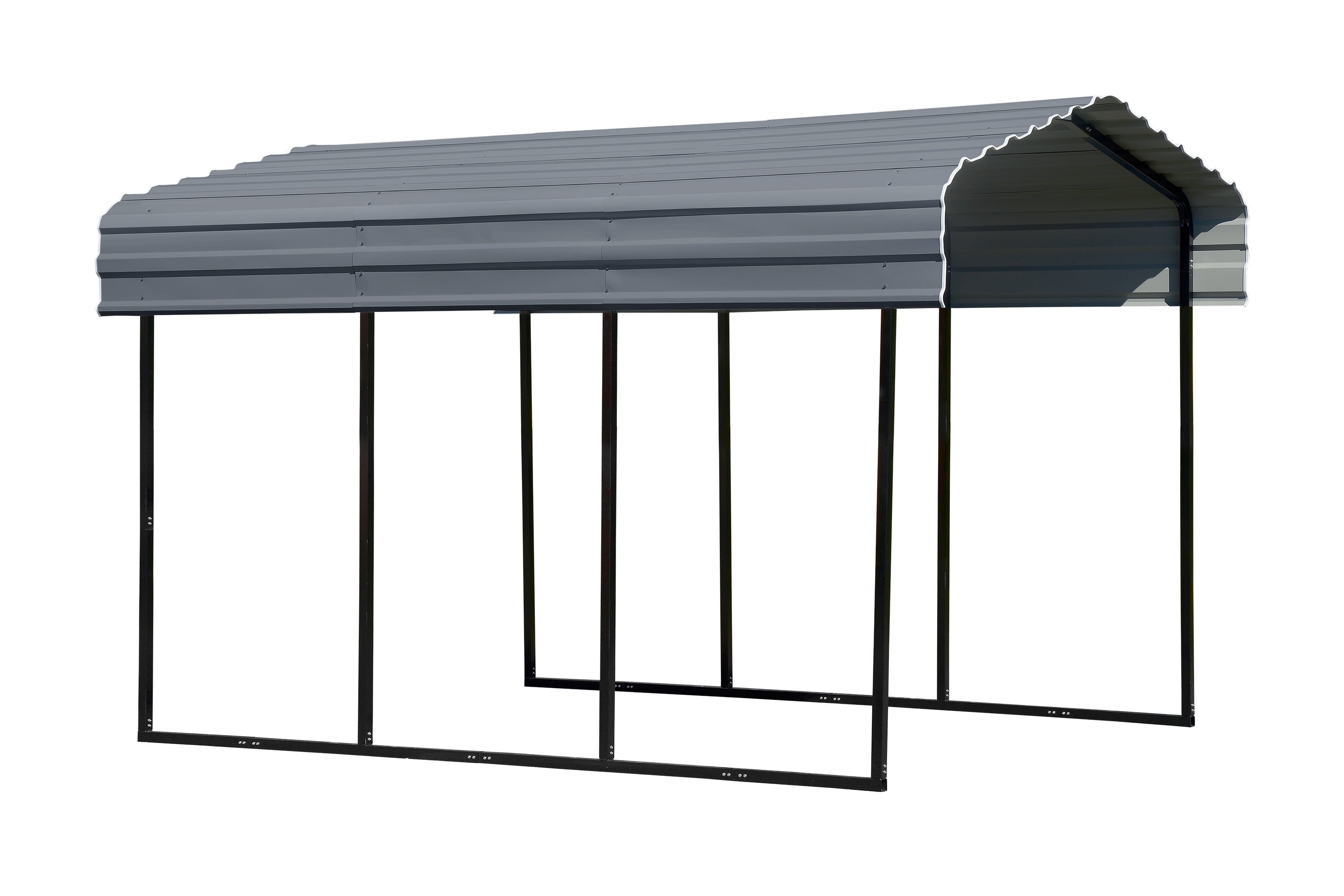 Charcoal Galvanized Steel Carport Kit with Black Frame