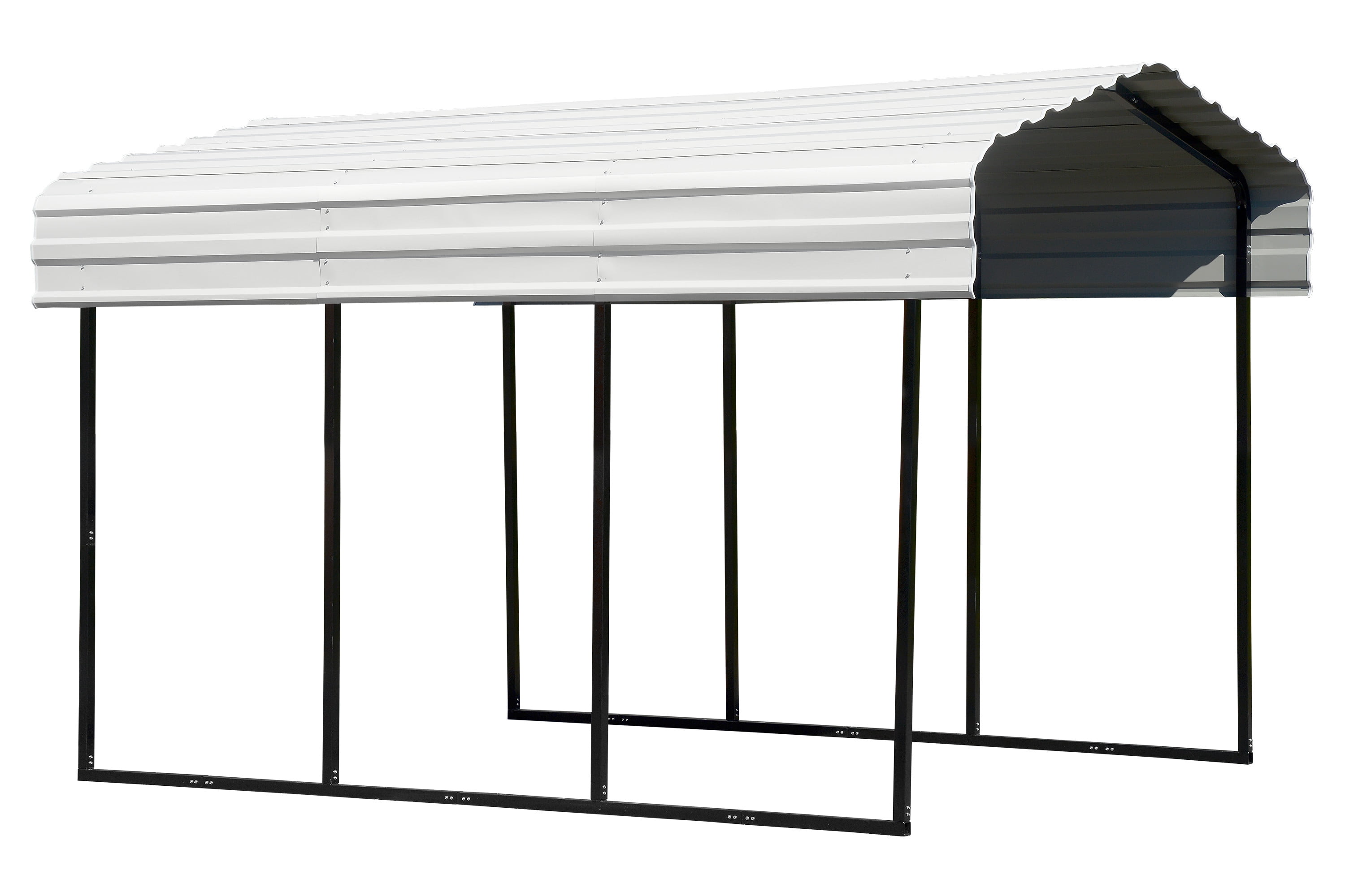 Eggshell Steel Frame Carport Kit with White Roof