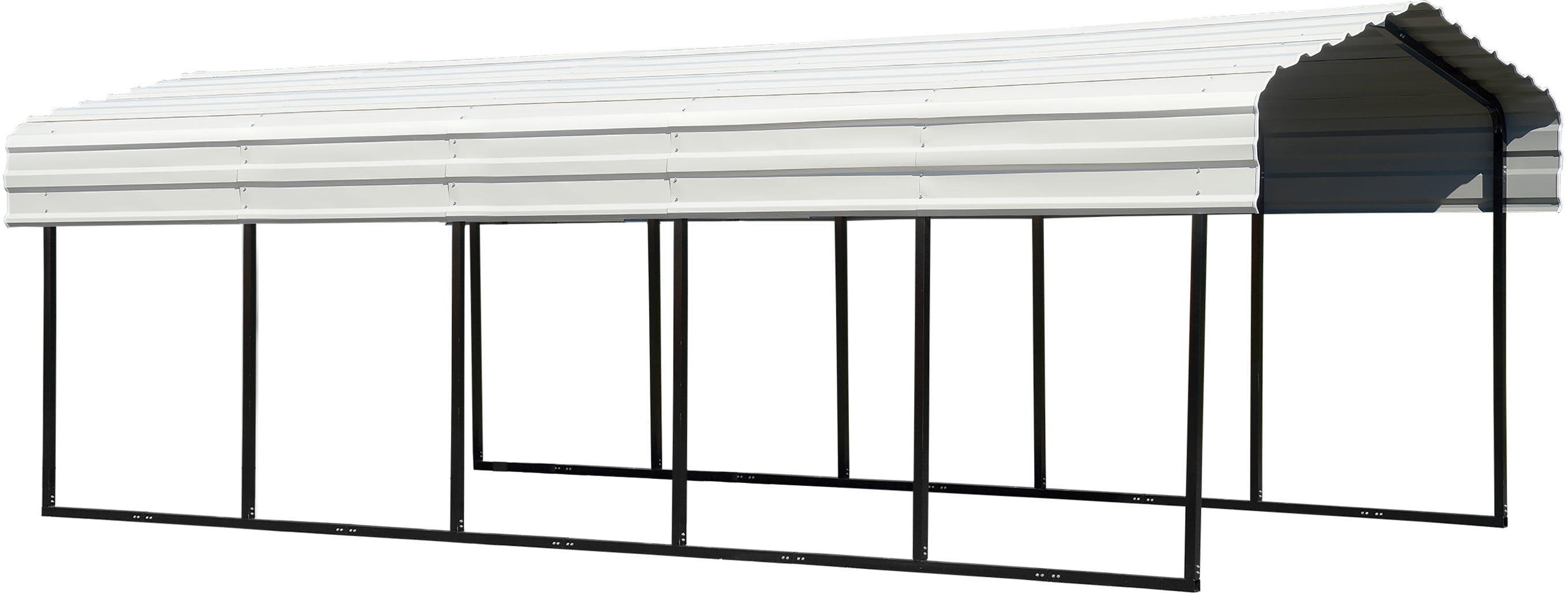 10 x 24 ft. Eggshell Galvanized Steel Carport with Black Frame