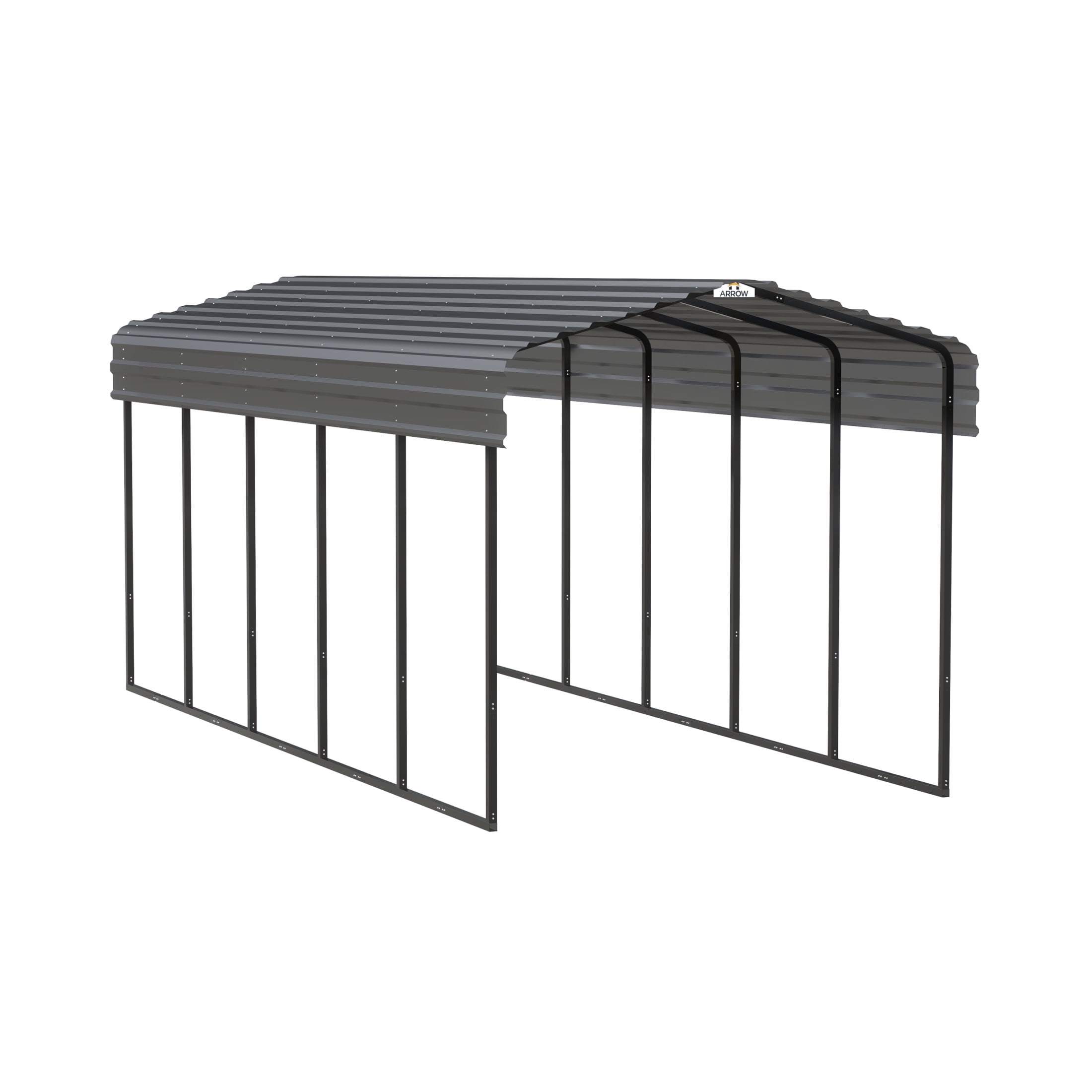 Charcoal Galvanized Steel Carport Kit with Black Frame, 10' x 24' x 9'