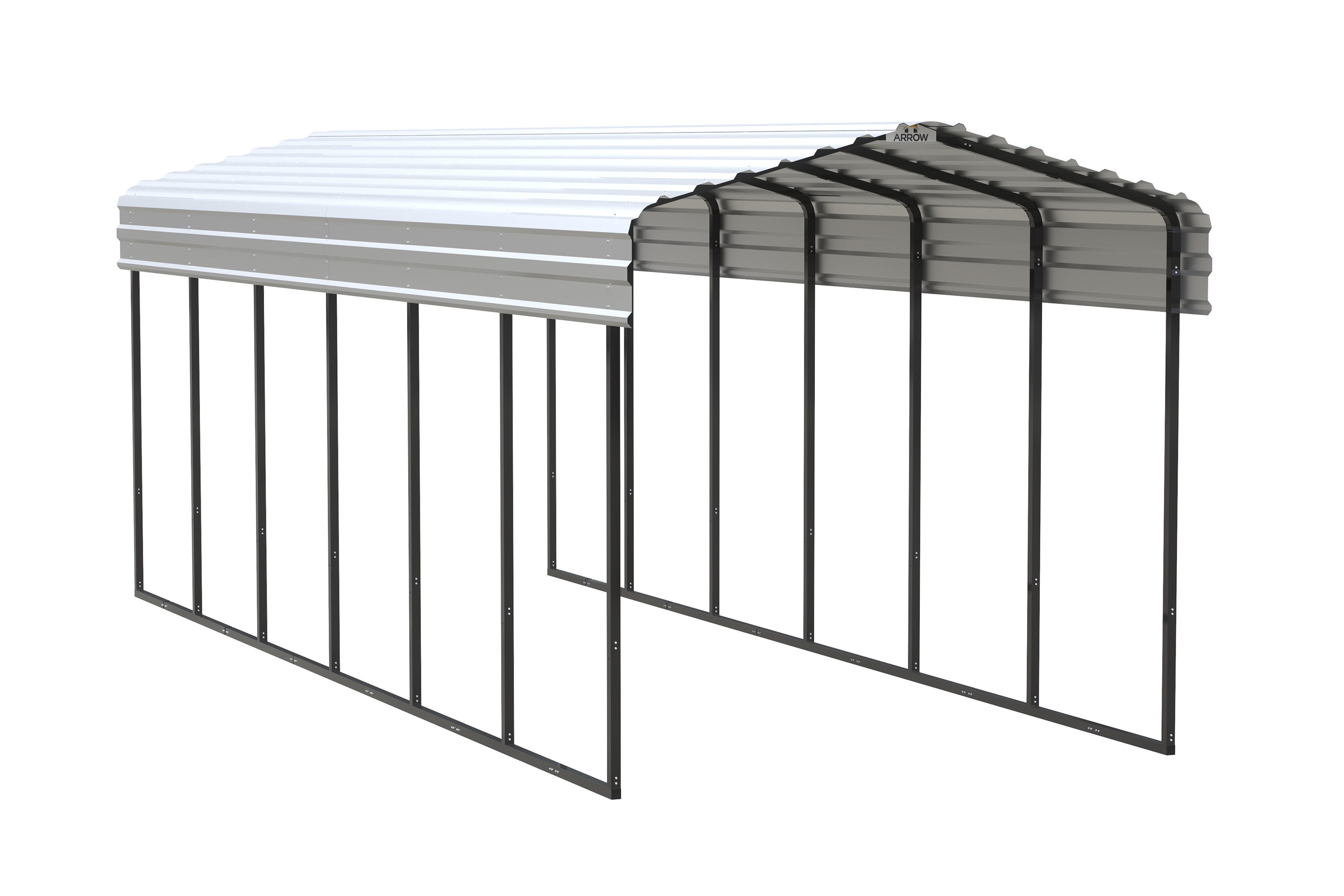 Eggshell Steel Carport Kit with Galvanized Roof