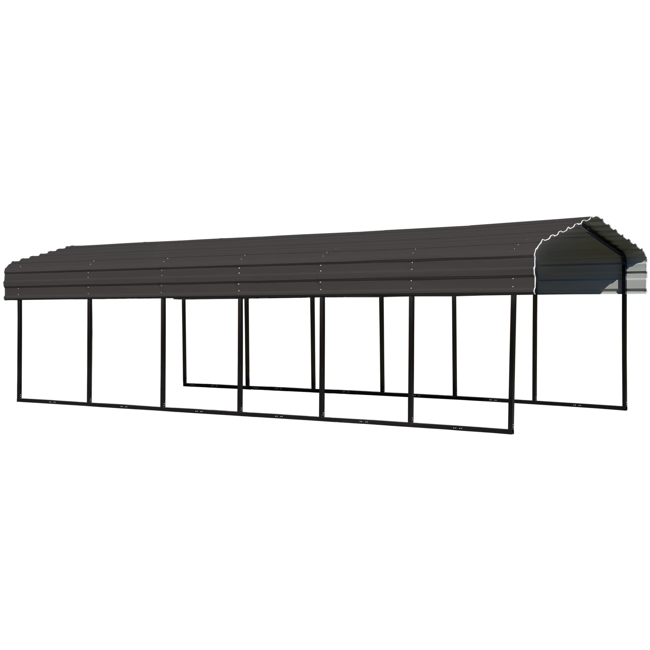 Charcoal Galvanized Steel Carport with Black Frame, 10 ft. x 29 ft. x 7 ft.