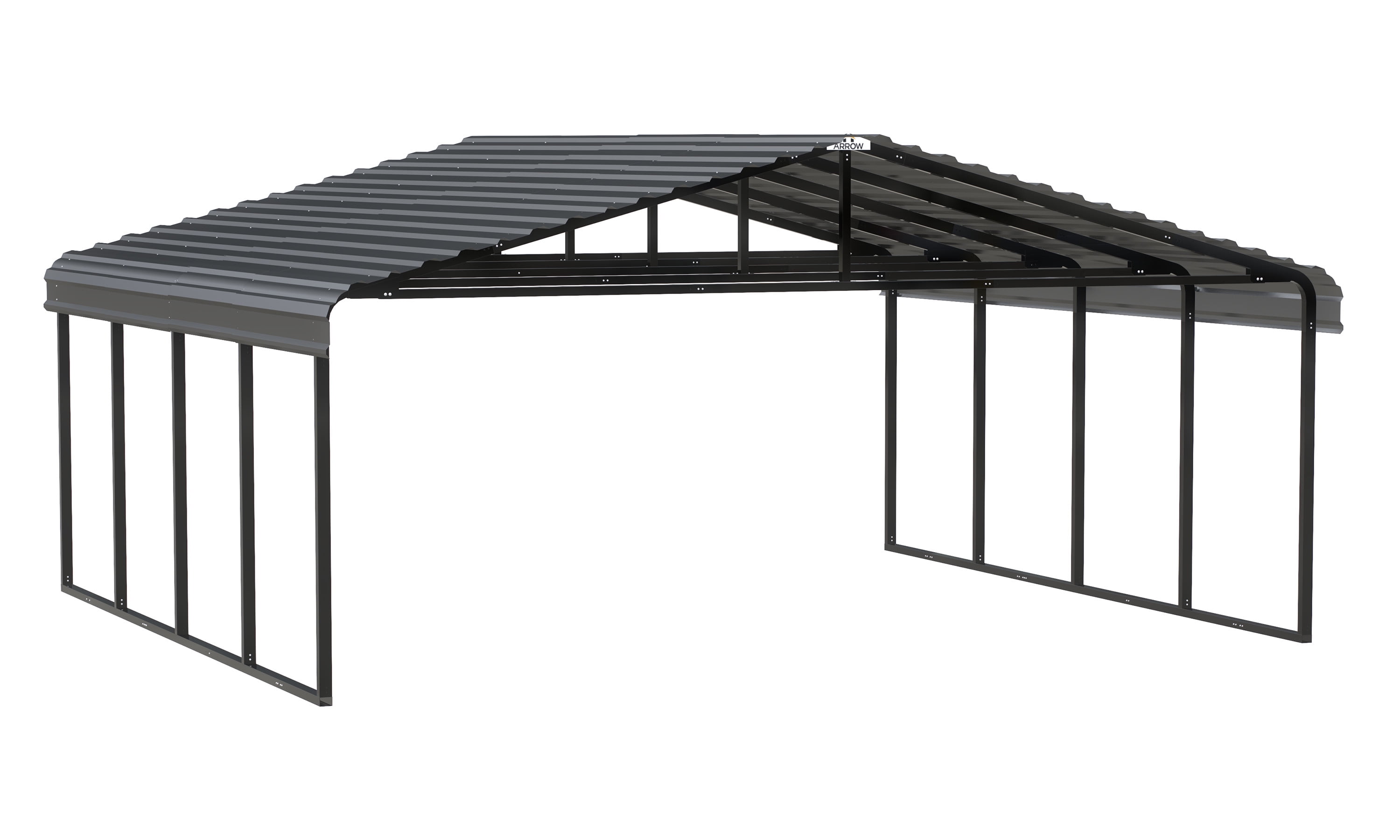 Charcoal Galvanized Steel 20' x 20' Carport Shelter Kit