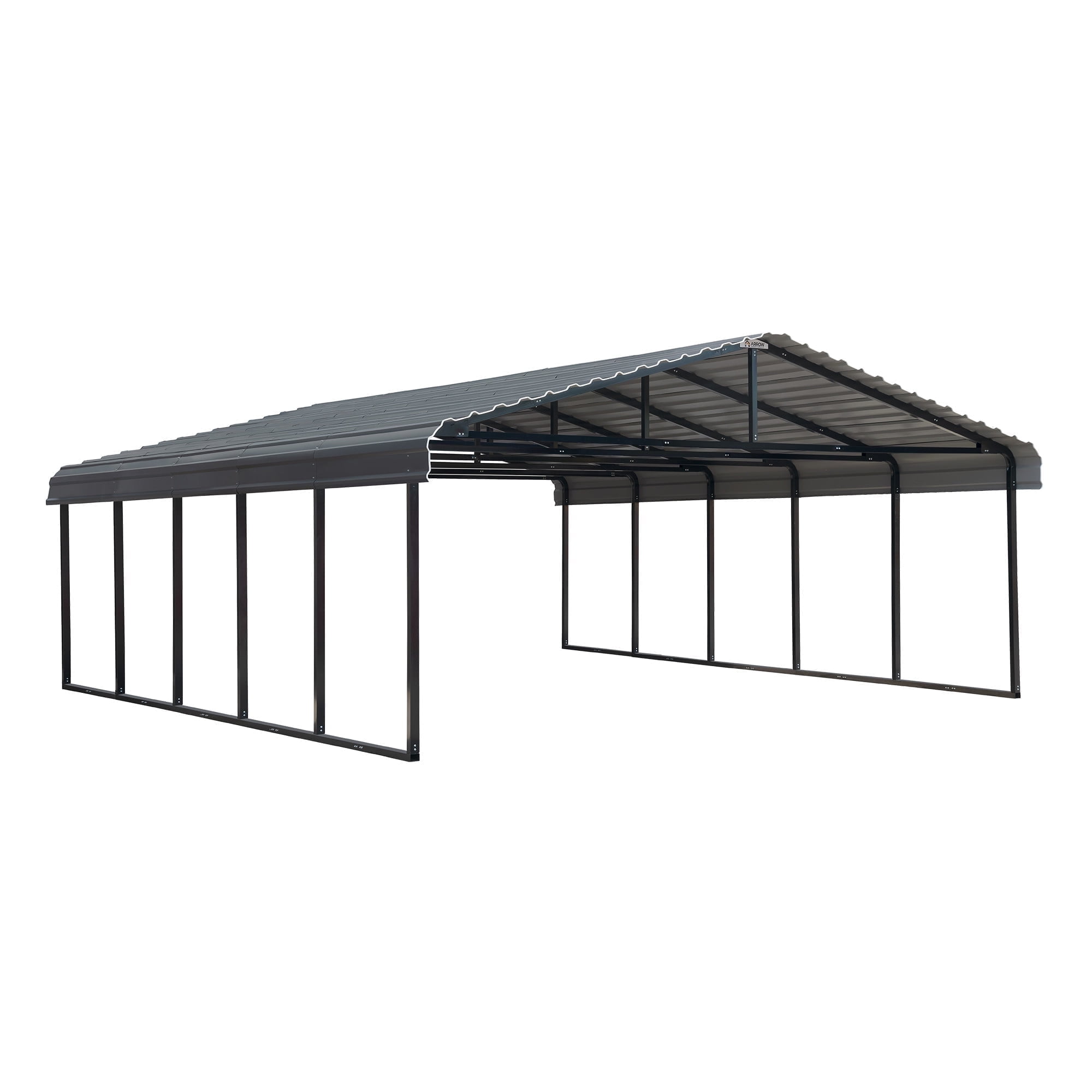 Charcoal Galvanized Steel Carport with Black Frame, 20 ft. x 24 ft.