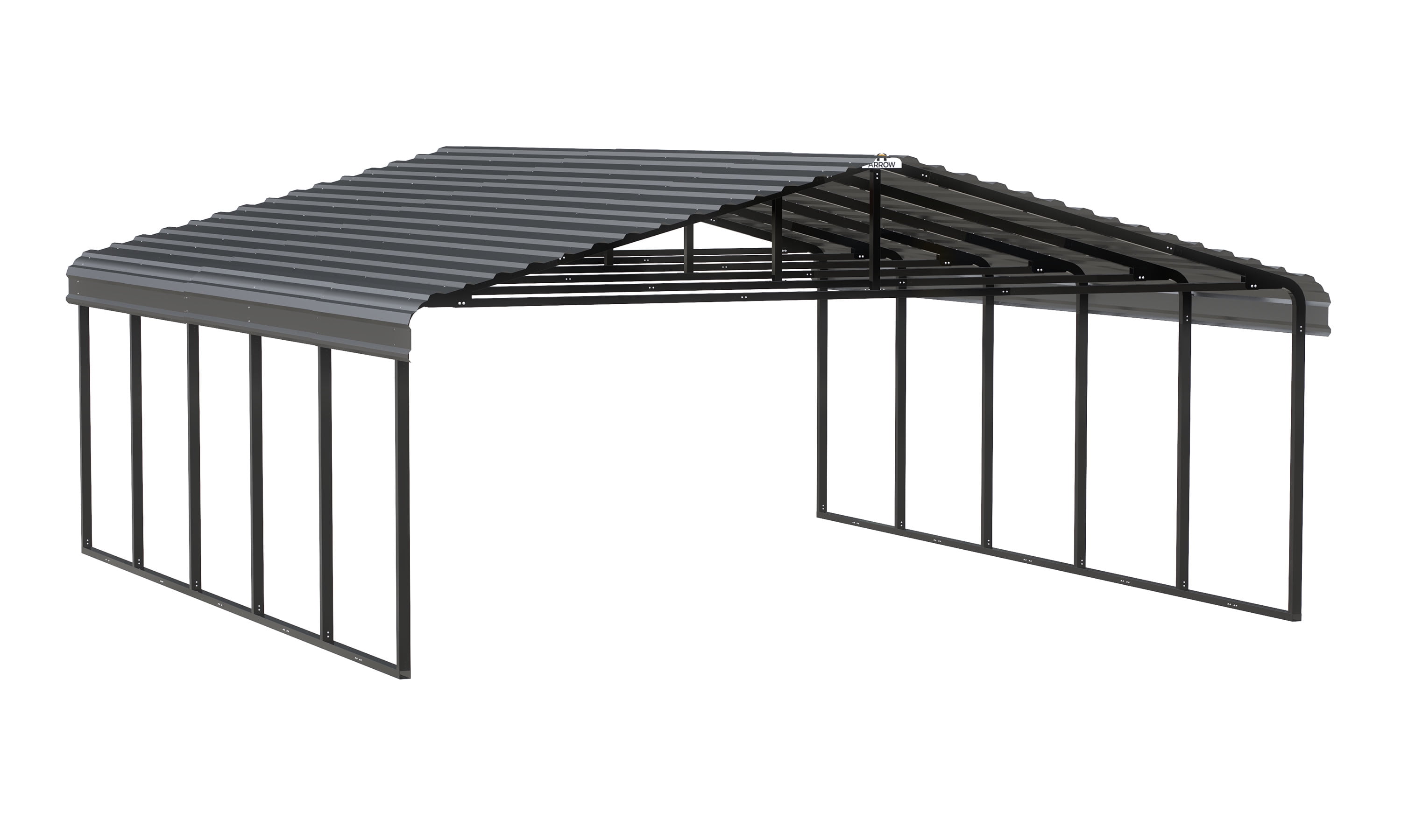 20 ft. x 24 ft. Charcoal Galvanized Steel Carport Shelter