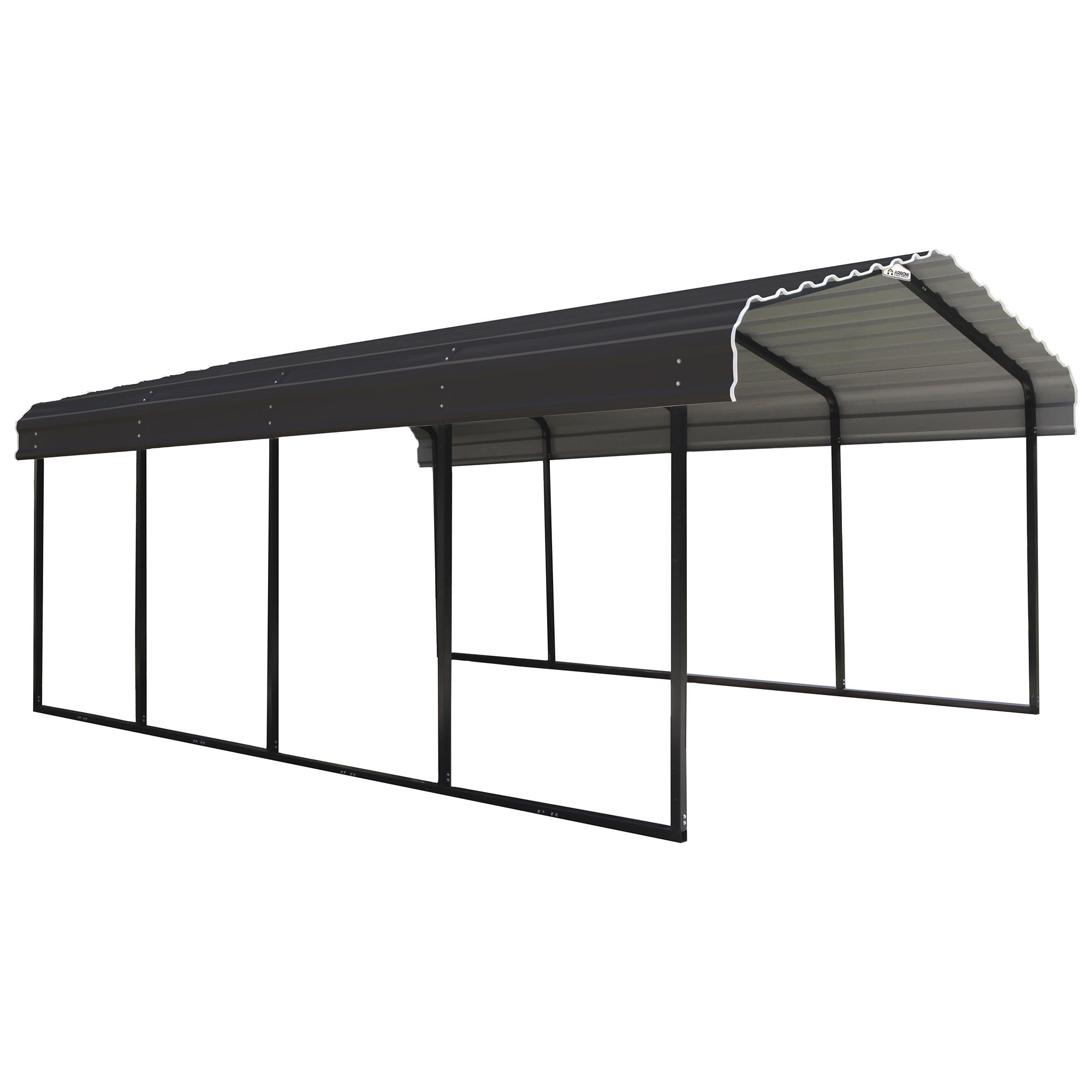 Charcoal 12' x 20' Heavy Duty Steel Carport Kit