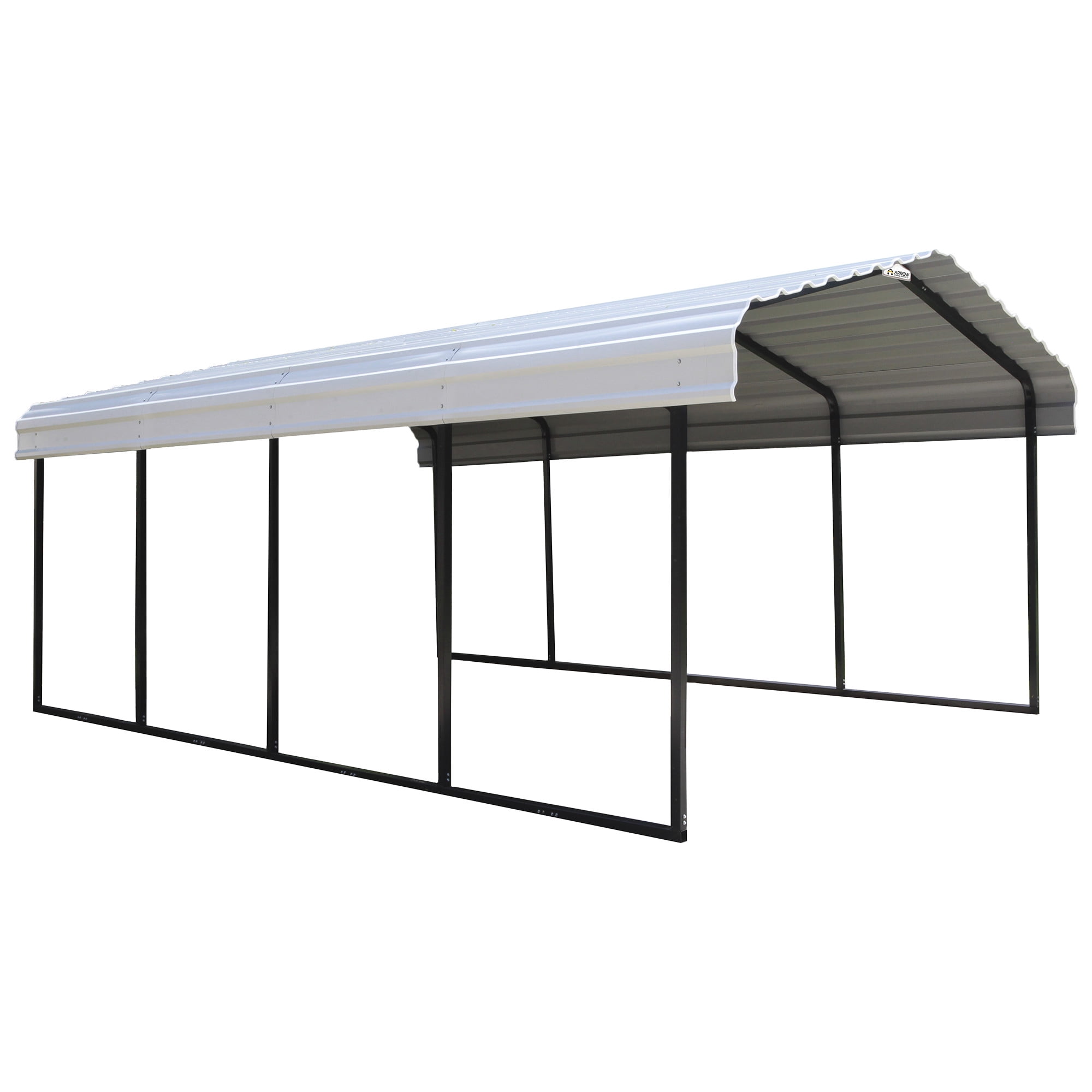 12' x 20' Eggshell Steel Carport with Black Frame
