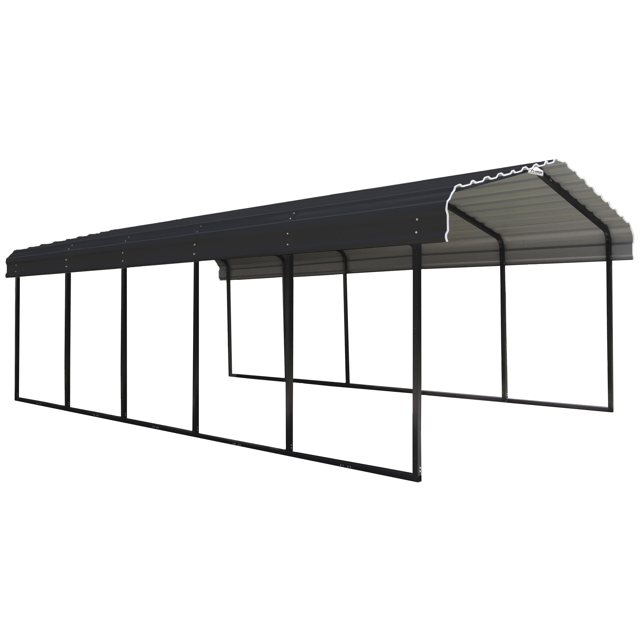 Charcoal 12' x 24' Galvanized Steel Carport with Black Frame