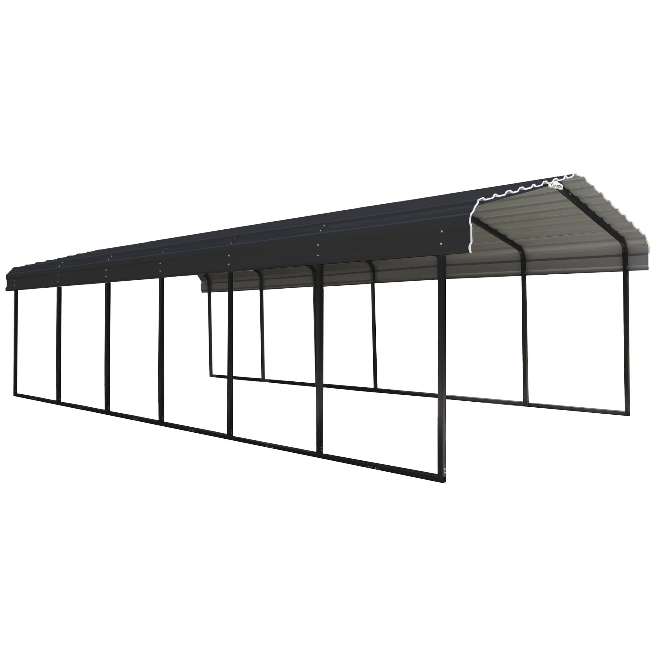 Charcoal Galvanized Steel Carport Kit with Powder Coated Frame