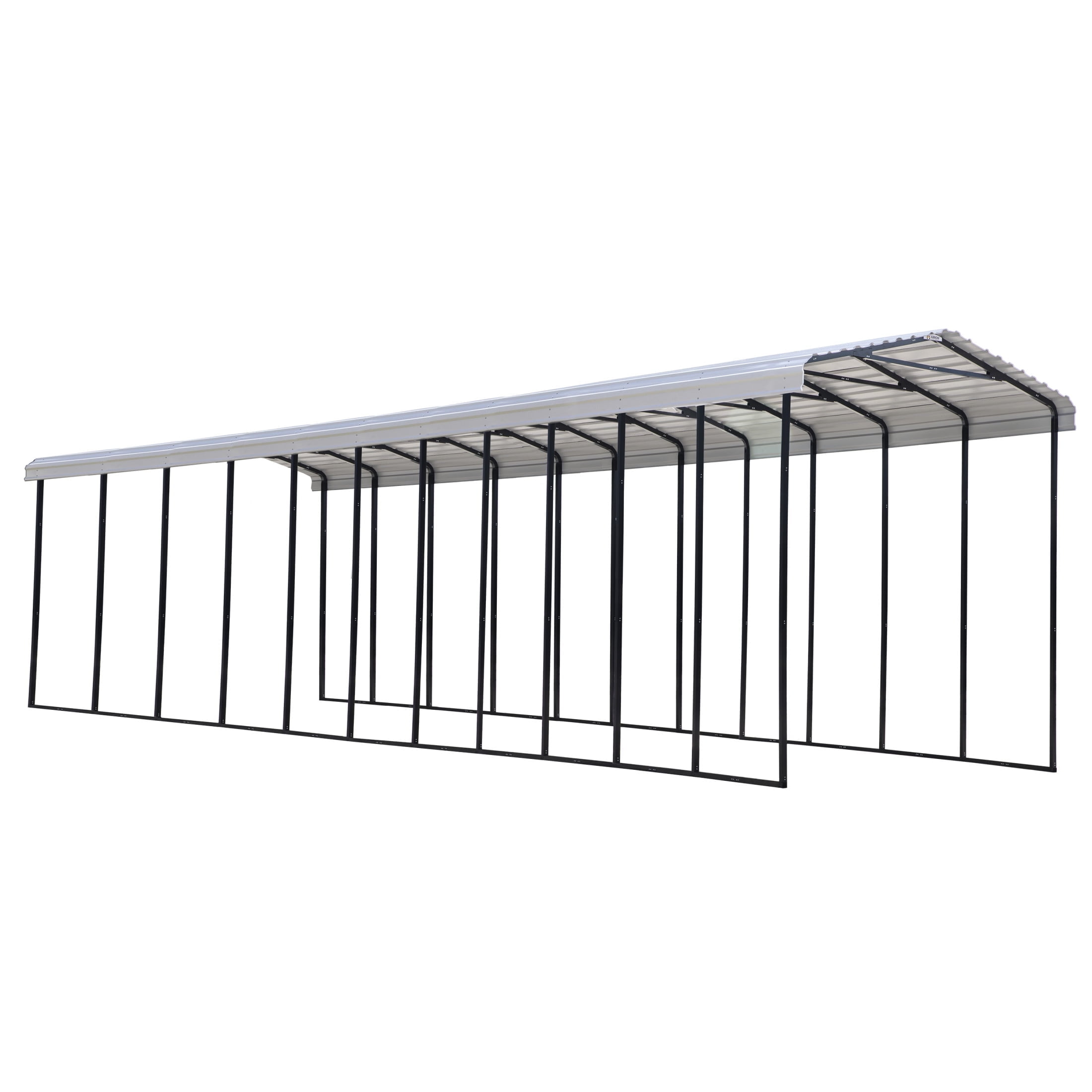 Eggshell Galvanized Steel RV Carport Kit with Black Frame, 14' x 51' x 14'