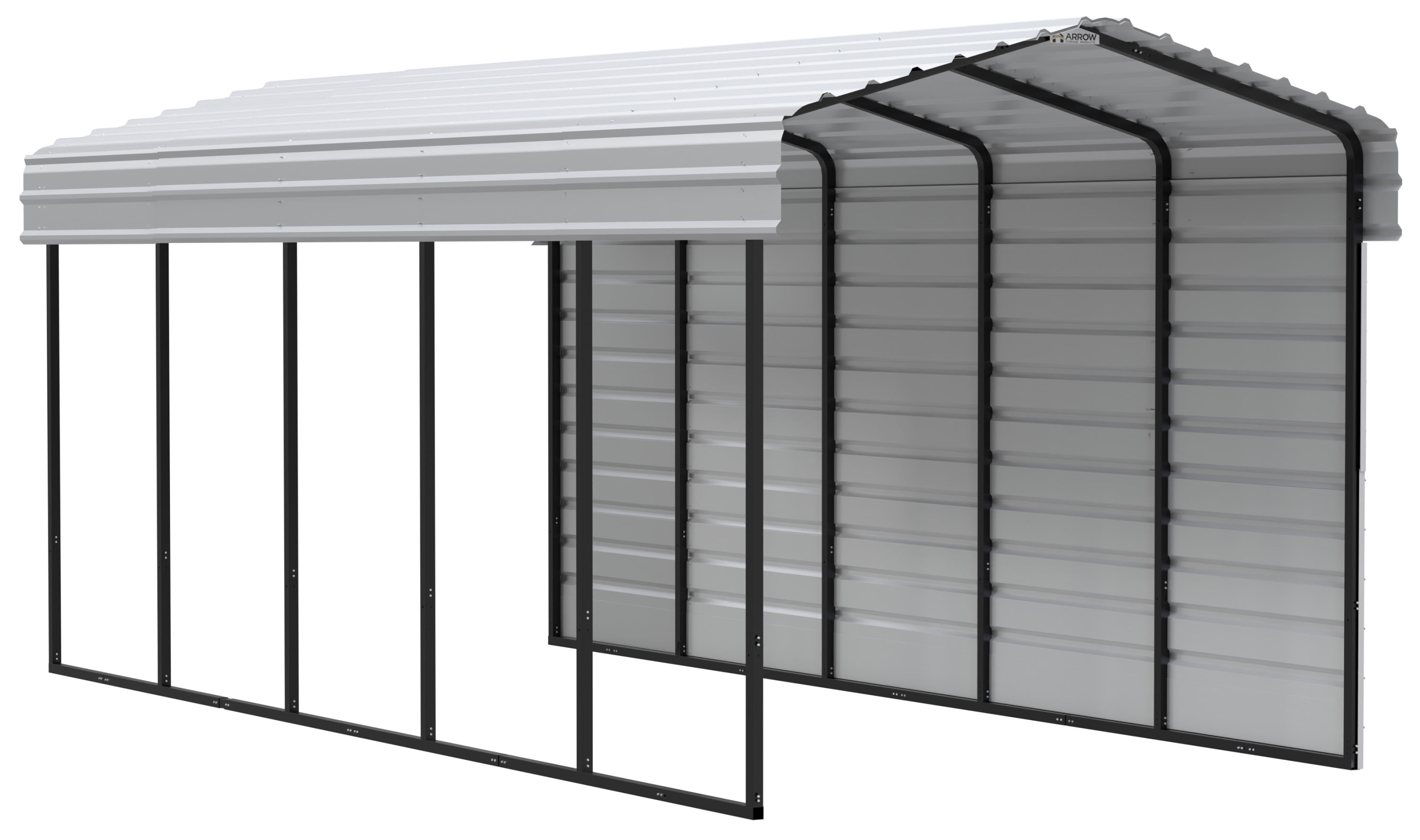 Arrow Carports Galvanized Steel Carport, with 1Sided Enclosure