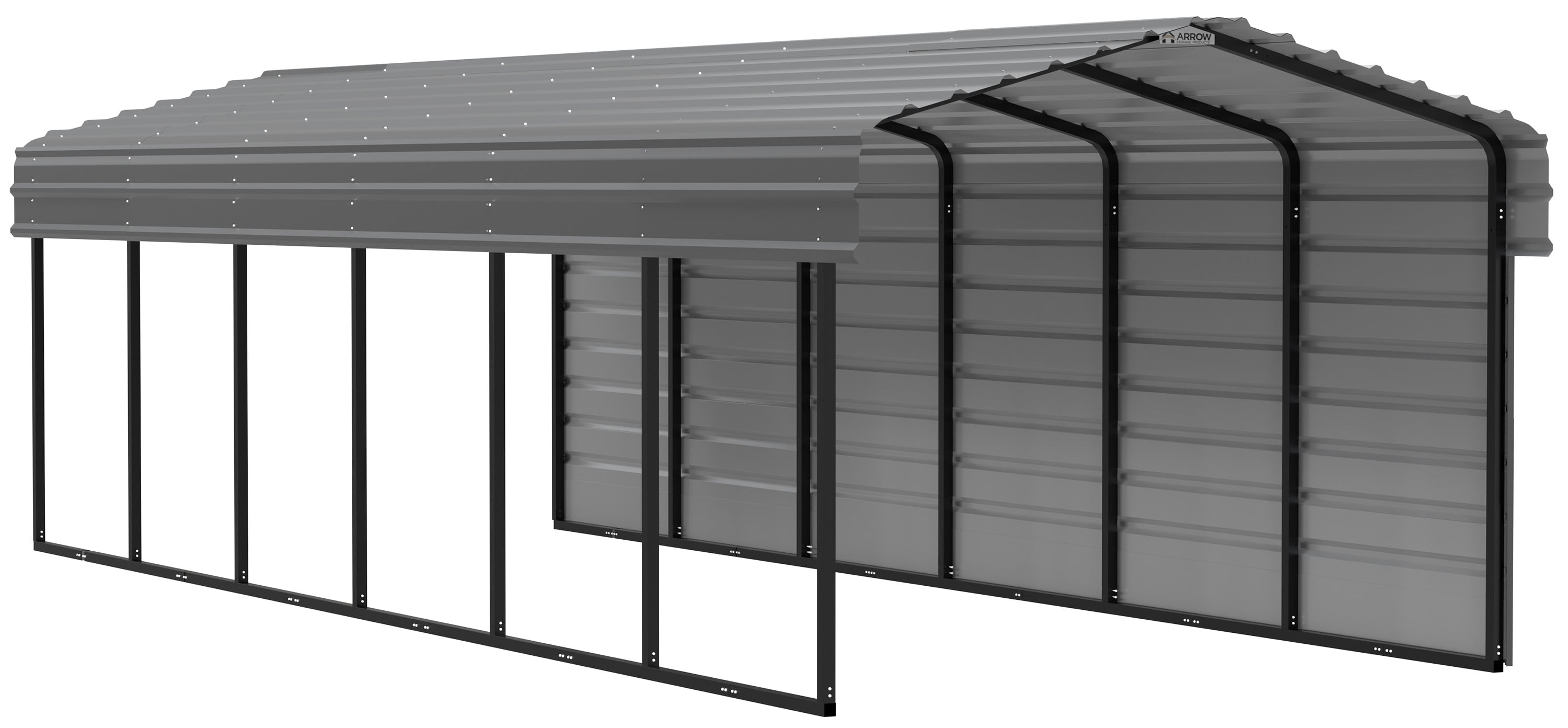 Arrow Carports Galvanized Steel Carport, with 1Sided Enclosure