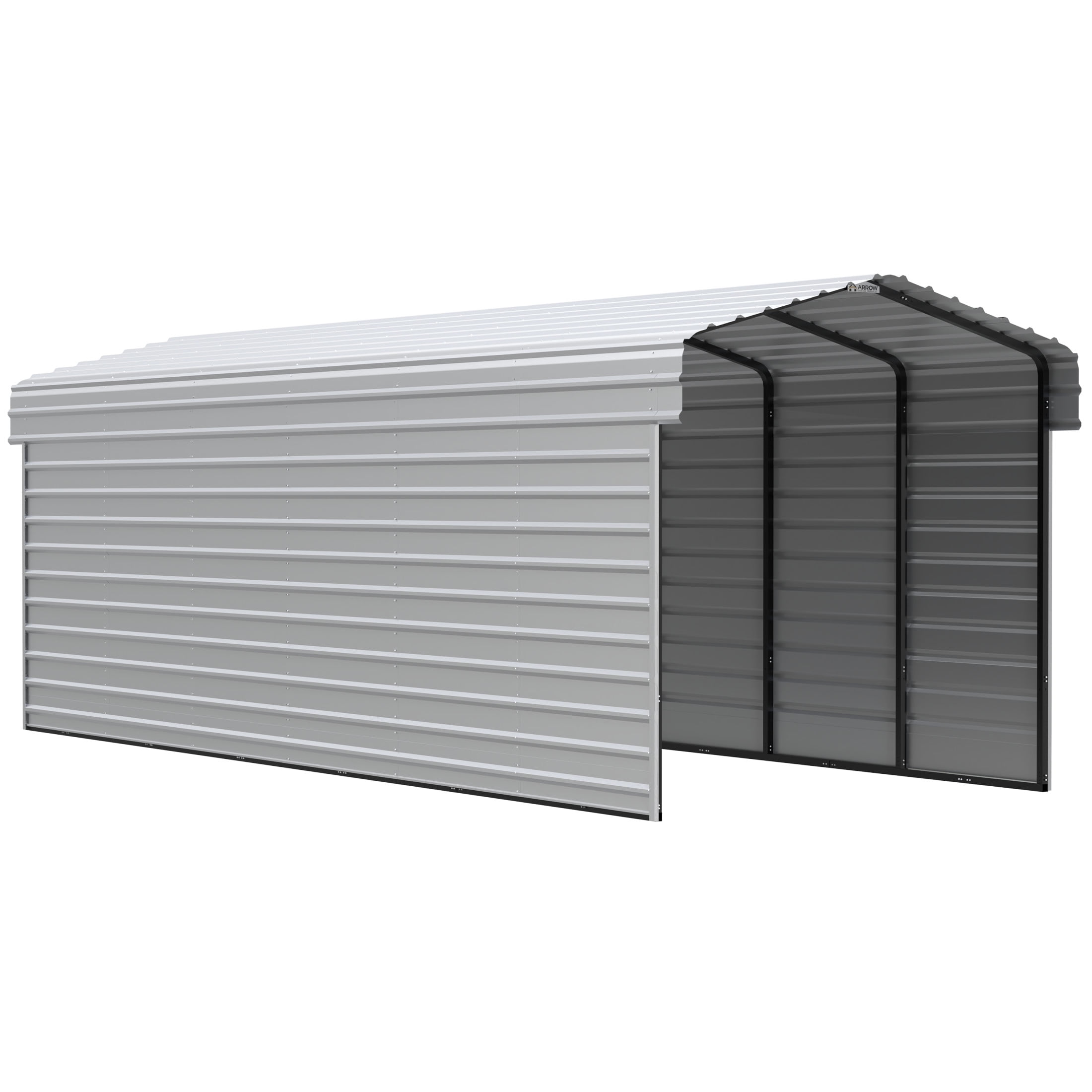 Eggshell Galvanized Steel Carport with 2-Sided Enclosure, 10' x 29' x 9'