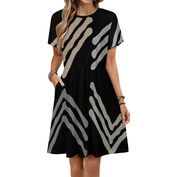Arrow Chevron Symbol Black Arrows Dress Summer Street Style Dresses Female Short Sleeve Printed Sundress