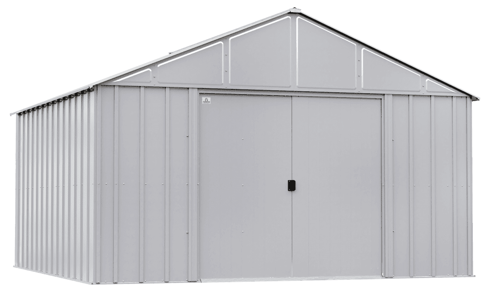 12' x 12' Flute Grey Galvanized Steel Storage Shed