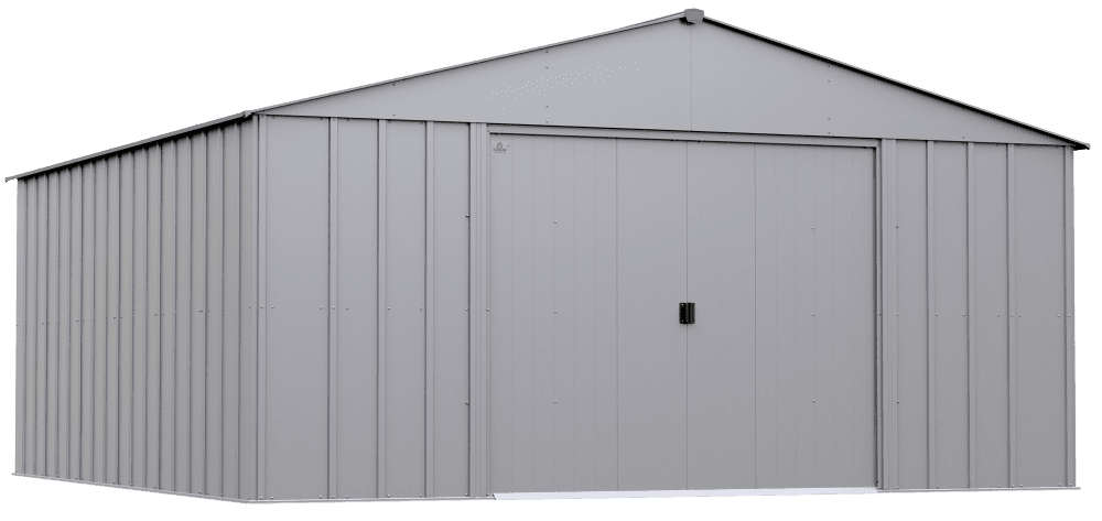 14 ft x 14 ft Flute Grey Galvanized Steel Storage Shed