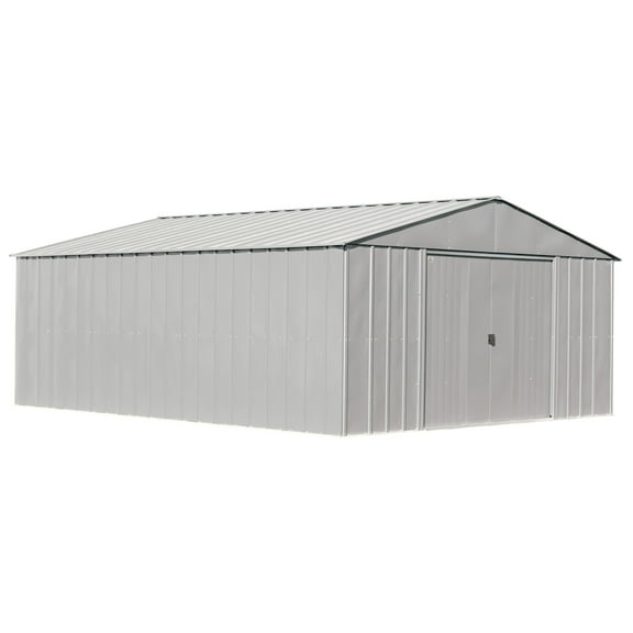 Arrow Classic 14 x 17 x 7 ft Flute Grey Steel Storage Shed