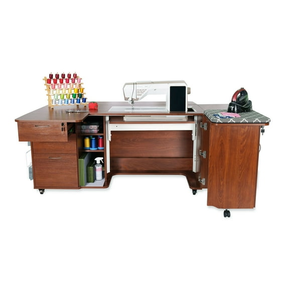 Arrow Companies, LLC Sydney Hydraulic XL Sewing Cabinet Teak Ash-White