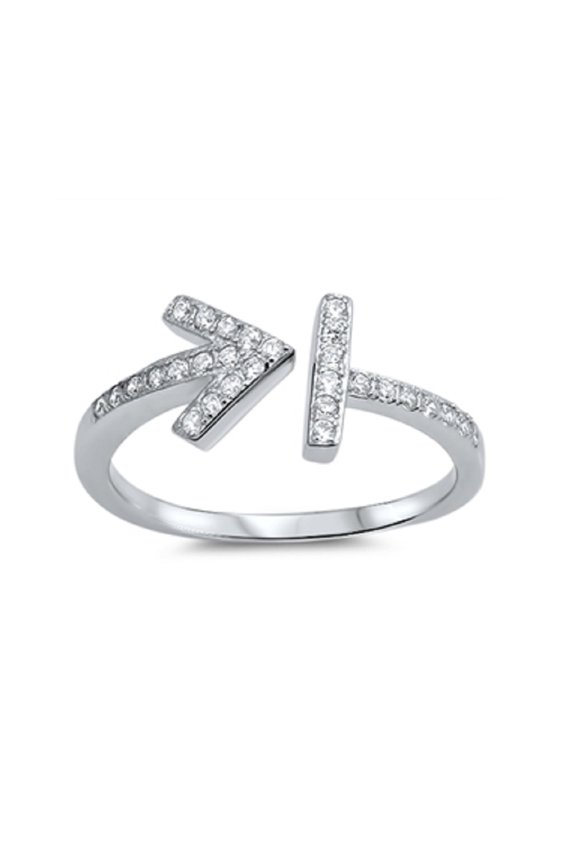 Arrow Cubic Zirconia Designer Ring Sterling Silver 925
