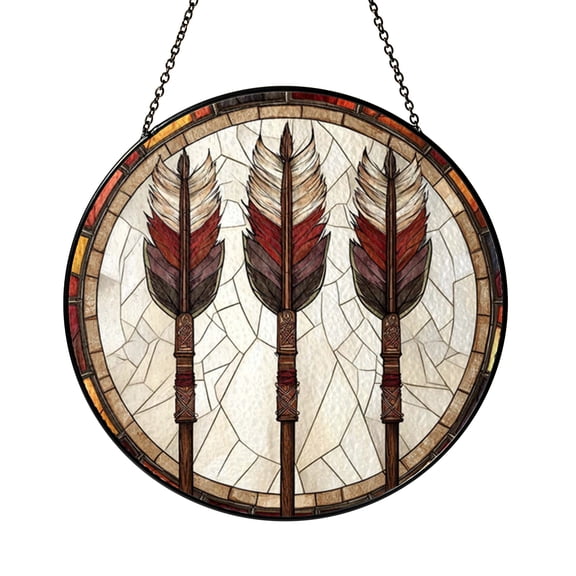Arrow Design Stained Glass Window Panel – Decorative Window Accent