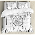 thumbnail image 1 of Arrow Duvet Cover Set, Anthique Dreamcatchers Feathers and Arrows Design Western, Decorative 3 Piece Bedding Set with 2 Pillow Shams, Queen Size, Black White, by Ambesonne, 1 of 3