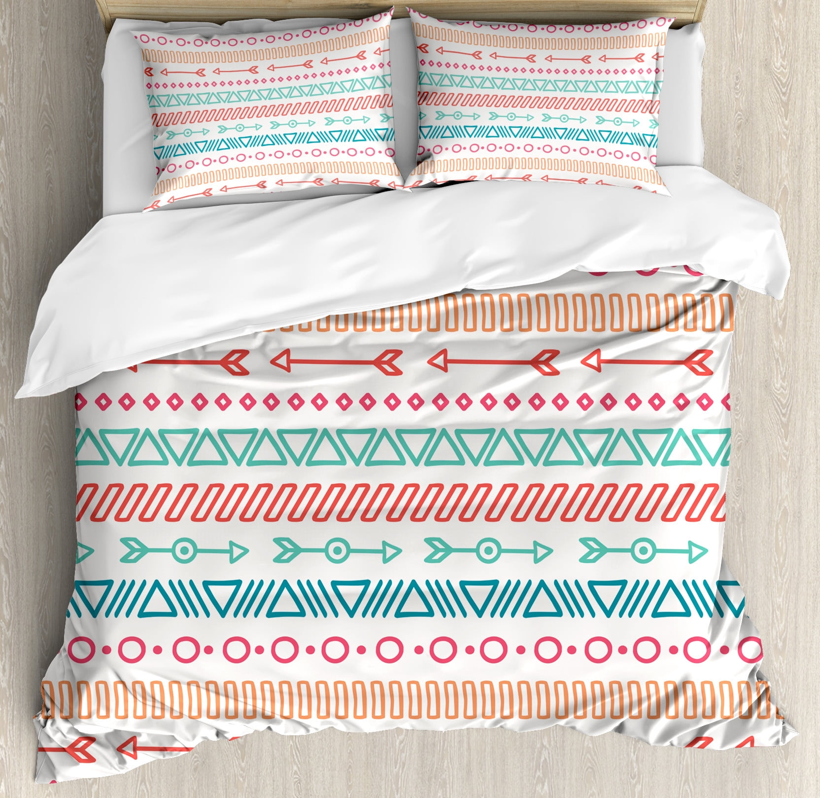 King Multicolor Geometric Pattern Duvet Cover Set
