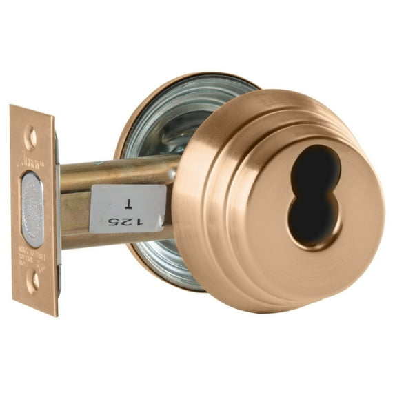 Arrow E62 10 IC Grade 2 Double Cylinder Deadlock SFIC Prep Less Core Satin Bronze Clear Coated Finish Field Reversible