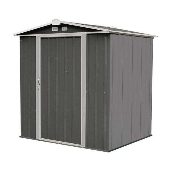 Arrow EZ6565LVCCCR 6' x 5' Steel Storage Shed in Charcoal with Cream Trim